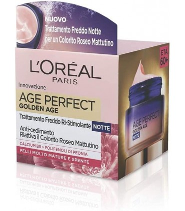 CREMA VISO NOTTE ANTI ETà 60 + L'OREAL PARIS AGE PERFECT  TRATTAMENTO FREDDO RI-STIMOLANTE DA 50 ML