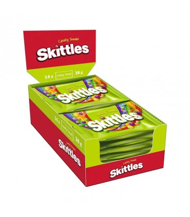 SKITTLES CRAZY SOUR GUSTO FRUTTA 38 G CONF. 14 PZ.