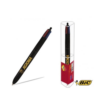 PENNA BIC 4 COLORI CON LOGOA.S. ROMA e fusto NERo E SCATOLA REGALO