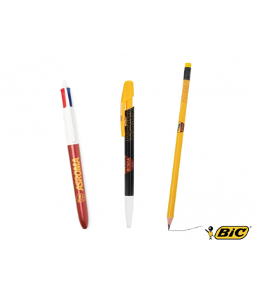 Kit Scrittura BIC con Penna MEDIA CLICK, Matita e PENNA 4 COLORI A.S. Roma