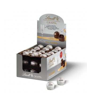PRALINE LINDT CIOCCOLATO FONDENTE 70% CON RIPIENO GRAPPA NONINO CONF. 45 PZ.