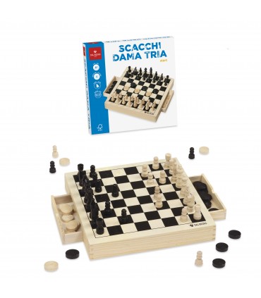 Scacchi Dama Tria dal negro Legno 30 cm