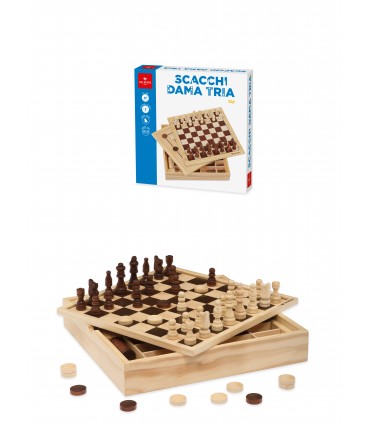 Scacchi Dama Tria Dal Negro in Legno DIMENSIONI 30X30 CM
