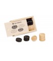 SET PEDINE DAMA DAL NEGRO CON SCATOLA IN LEGNO - DIAMETRO 32 mm