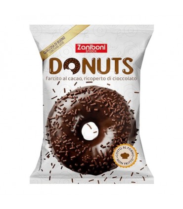 DONUTS FARCITO AL CACAO E RICOPERTO DI CIOCCOLATO 60G CARTONE DA 18 PZ.