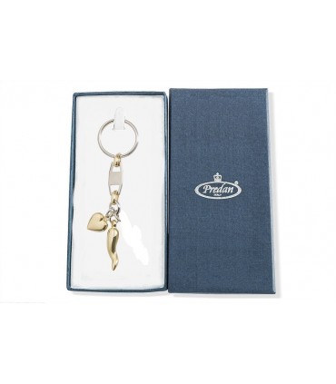 Portachiavi PREDAN Corno Dorato + Mani in metallo smaltato a mano in scatola da regalo