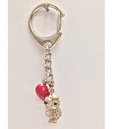 Portachiavi Gufo+Cuore Predan Smaltato a Mano in scatola da regalo