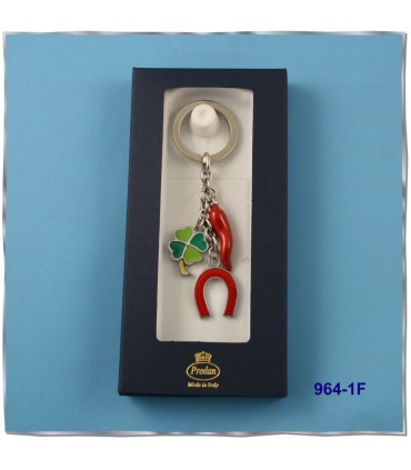 Corno+Quadrifoglio+ferro di cavallo Predan  in scatola da regalo