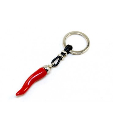 CORNETTO PORTAFORTUNA PREDAN IN RESINA  CON CUOIO H.5 CM CONFEZIONATO IN SCATOLA DA REGALO