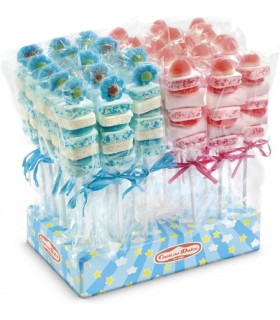 SPIEDINO Marshmallow ROSA E BLU casa del dolce 40 gr. CONF. DA 30PZ.