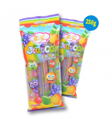 CARAMELLE JELLOOO STRIPS gelatine alla frutta con divertentissime challenge su Tik Tok ai gusti assortiti busta 250G.