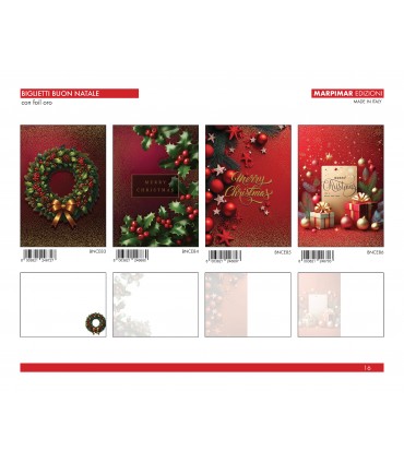 BIGLIETTI MARPIMAR BUON NATALE CON FOIL ORO CONF. 12 PZ. ASSORTITI