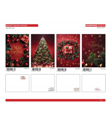 BIGLIETTI MARPIMAR BUON NATALE CON FOIL ORO CONF. 12 PZ. ASSORTITI