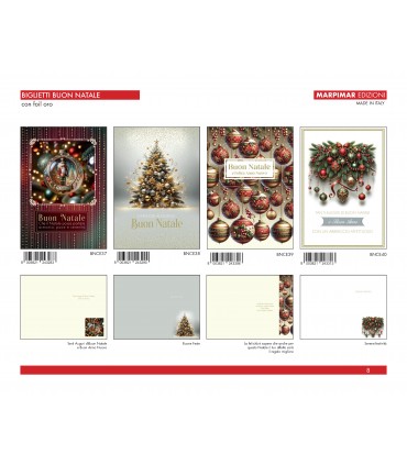 BIGLIETTI MARPIMAR BUON NATALE CON FOIL ORO CONF. 12 PZ. ASSORTITI