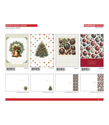 BIGLIETTI MARPIMAR BUON NATALE CON FOIL ORO E RILIEVO CONF. 12 PZ. ASSORTITI