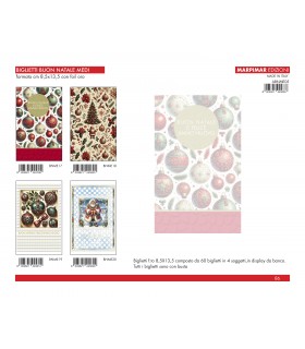 BIGLIETTO MARPIMAR BUON NATALE MEDI Misura 8.5x13.5 cm CON FOIL ORO CONF. 60 PZ. ASSORTITI