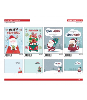 BIGLIETTI MARPIMAR BUON NATALE CON FOIL OLOGRAFICO CONF. 12 PZ. ASSORTITI