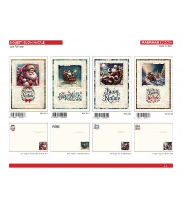 BIGLIETTI MARPIMAR BUON NATALE CON FOIL ORO CONF. 12 PZ. ASSORTITI