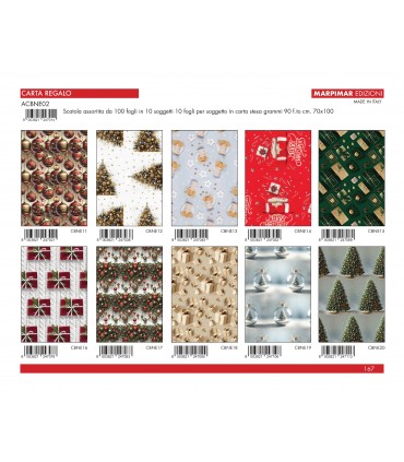 Carta Regalo Marpimar Natalizia FOTOGRAFICA conf. 100 Fogli assortita con 10 fantasie