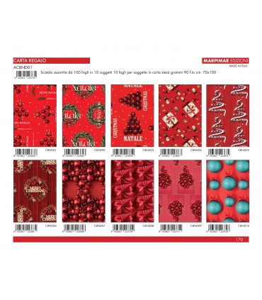 Carta Regalo Marpimar Natalizia FOTOGRAFICA conf. 100 Fogli assortita con 10 fantasie