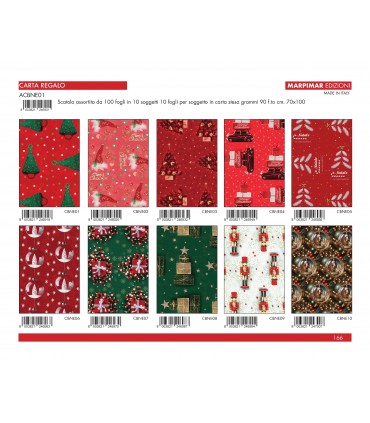 Carta Regalo Marpimar Natalizia FOTOGRAFICA conf. 100 Fogli assortita con 10 fantasie