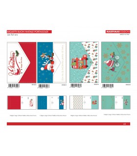 BIGLIETTI MARPIMAR BUON NATALE portasoldi CON FOIL ORO CONF. 12 PZ. ASSORTITI