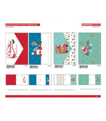 BIGLIETTI MARPIMAR BUON NATALE portasoldi CON FOIL ORO CONF. 12 PZ. ASSORTITI