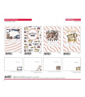 BIGLIETTI MARPIMAR BUON COMPLEANNO MASCHILI CON FOIL RAME E RILIEVO CONF. 12 PZ. ASSORTITI