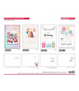 BIGLIETTI MARPIMAR BUON COMPLEANNO CON FOIL RAME E RILIEVO CONF. 12 PZ. ASSORTITI