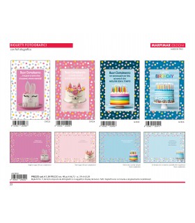 Biglietti Buon Compleanno Marpimar CON FOIL OLOGRAFICO conf.12 pz. assortiti