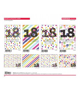 Biglietti Compleanno 18 ANNI Marpimar CON FOIL OLOGRAFICO conf.12 pz. assortiti