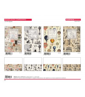 Biglietti  BUON Compleanno Marpimar CON FOIL ARGENTO conf.12 pz. assortiti