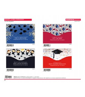 BIGLIETTO LAUREA PORTASOLDI MARPIMAR CON FOIL OLOGRAFICO CONF. 12 PZ. ASSORTITI