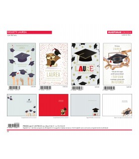 BIGLIETTO LAUREA MARPIMAR CON FOIL ORO CONF. 12 PZ. ASSORTITI