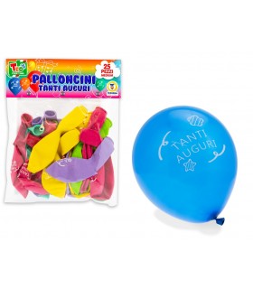 BLISTER DA 25 PALLONCINI TANTI AUGURI COLORATI TEOREMA GIOCHI