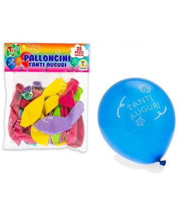 BLISTER DA 25 PALLONCINI TANTI AUGURI COLORATI TEOREMA GIOCHI