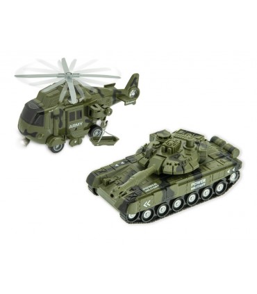 PLAY CITY MEZZI MILITARI ELICOTTERO E CARRO ARMATO A FRIZIONE LUCI E SUONI SCALA 1:20 TEOREMA GIOCHI