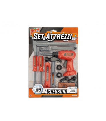 CARTELLA CON SET ATTREZZI TRAPANO A FRIZIONE TEOREMA GIOCHI