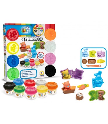 PLASTIART SET PASTICCERIA TEOREMA GIOCHI CON VASETTI DI PLASTILINA SUPER SOFFICE DA 4X56 GR CON FORMINE