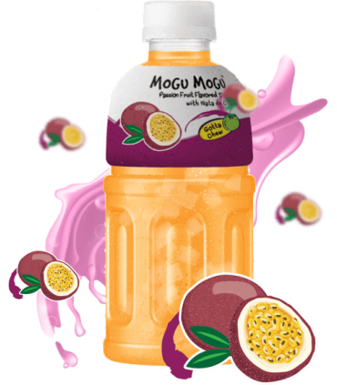 BEVANDA MOGU MOGU AL GUSTO PASSION FRUIT E NATA DE COCCO CON PEZZI DI FRUTTA  BOTTIGLIA DA 320ML CONF. 6 PZ.