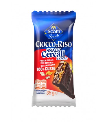 BARRETTA RISO SCOTTI SNACK CEREALI E CACAO CON FIOCCHI DI MAIS RISO SOFFIATO CROCCANTE 35g CONF. 30 PZ.