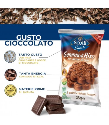 BISCOTTI RISO SCOTTI GEMMA DI RISO CON GOCCE AL CIOCCOLATO E AVENA 35g CONF. 15 PZ.