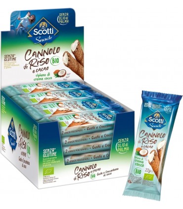 SNACK RISO SCOTTI CANNOLO DI RISO CON CACAO E COCCO 22g. CONF. 24 PZ.