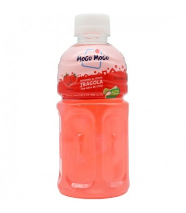 BEVANDA MOGU MOGU AL GUSTO FRAGOLA E NATA DE COCCO CON PEZZI DI FRUTTA BOTTIGLIA DA 320ML CONF. 6 PZ IN OMAGGIO COOLER BAG