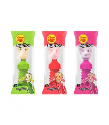 Caramella liquida Skull Pop Chupa Chups A FORMA DI TESCHIO IN 3 GUSTI CONF. 12 PZ. 50 GR.