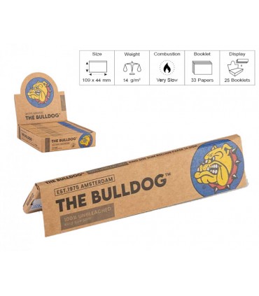 CARTINA THE BULLDOG LUNGA KS SLIM UNBLEACHED conf. da 25 LIBRETTI DA 33 CARTINE