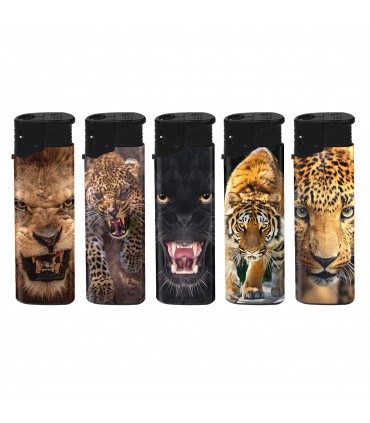 Accendino Elettronico Atomic TURBO WILD CATS  conf. 50 pz. assortiti con 5 GRAFICHE.