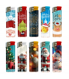 Accendini Atomic ELETTRONICI X-MAS TOWER 2025" conf. da 100 pz. assortiti in 10 Fantasie