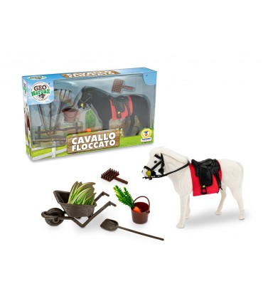 GEO NATURE TEOREMA GIOCHI CAVALLO FLOCCATO CON ACCESSORI  2 COLORI ASSORTITI