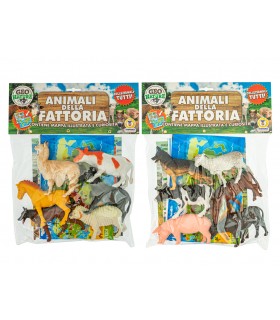 BUSTA GEO NATURE TEOREMA GIOCHI ANIMALI DELLA FATTORIA RIGIDI 6PZ.  2 MODELLI CON MAPPA ILLUSTRATIVA